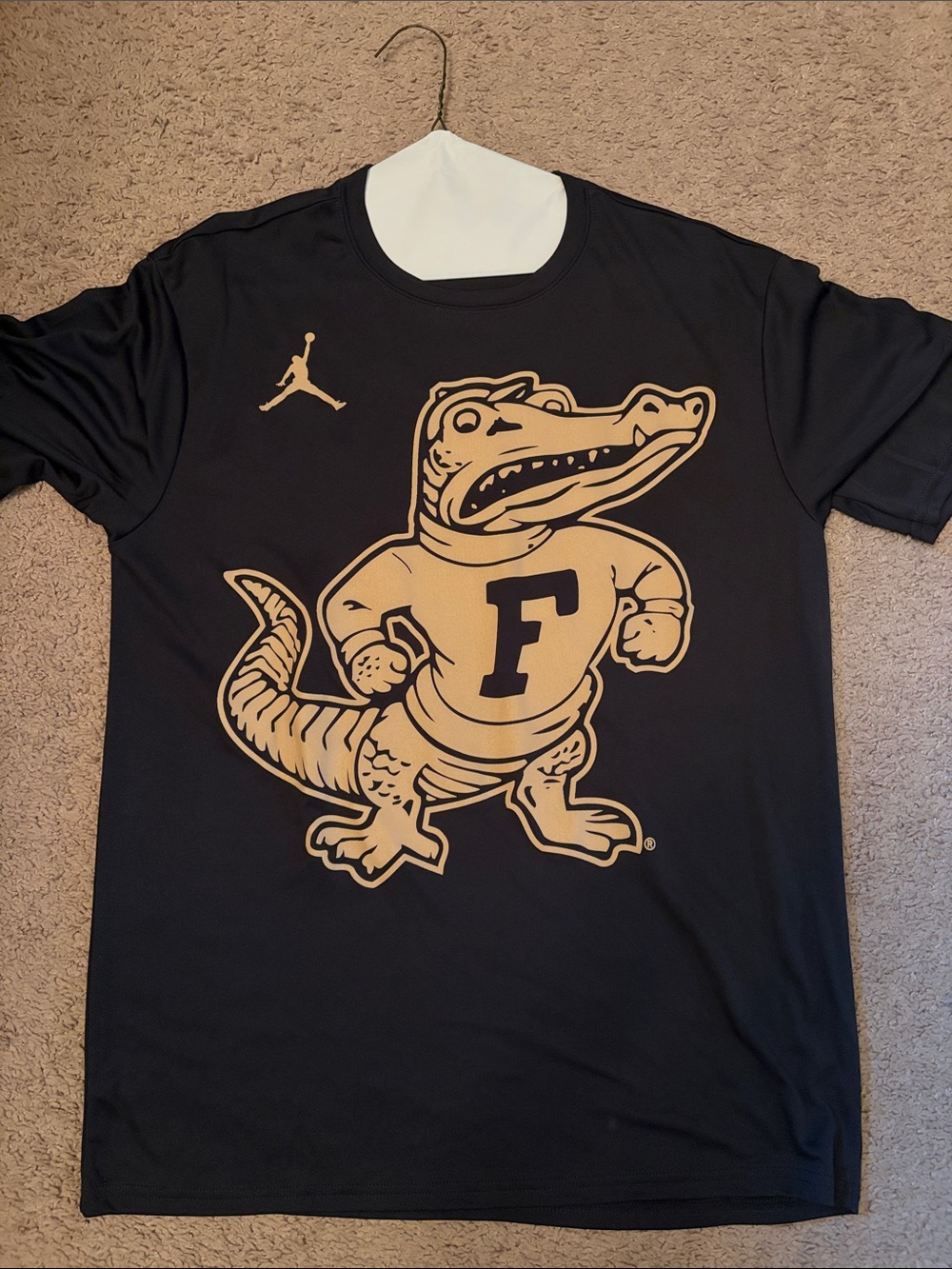 Jordan logo Black Tee with Gold Gator Graphic